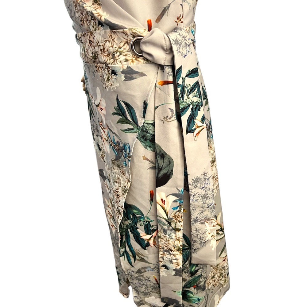 A.B.S. COLLECTION | BLUE FLORAL FUAX WRAP DRESS - Picture 9 of 12